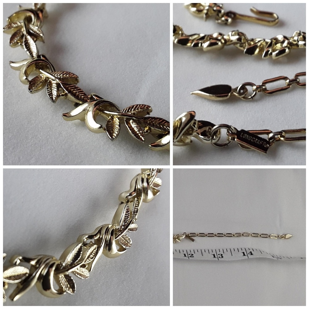 Vintage Signed Longcraft Gold Tone Leaf Necklace - Picture 4 of 4